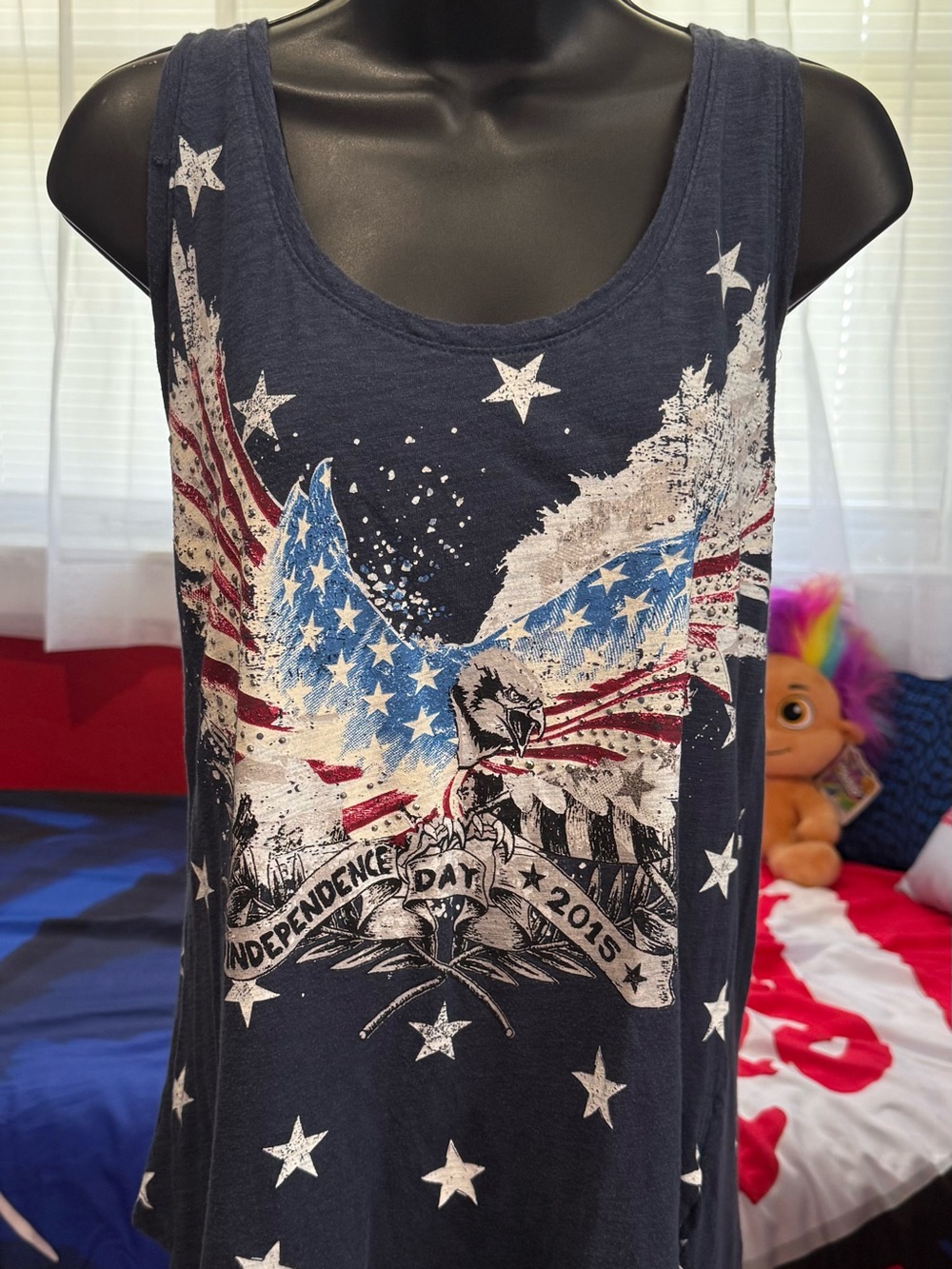 Rock & Republic Navy, Red and White Eagle Graphic Tank Top